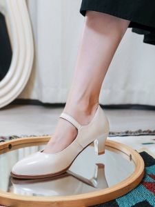 Giày Cao Gót Mary Jane Màu Trắng Cổ Điển Đơn Giản Cho Bé Gái Giày Cao Gót Đế Xuồng Giày Lười Giày Đơn Thời Trang Mùa Hè