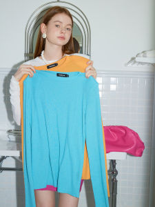 Spring Season Versatile Long Sleeve Knitted Top Micro Transparent All-Match Commute Retro Style Pure Color Polyester Cotton Blend