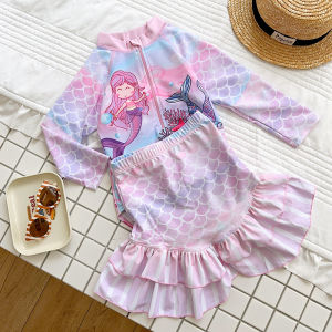 New Arrival Kids Swimsuit Womens One-Piece Sunscreen Swimwear Separates Mermaid Skirt Small Medium Large Girl Long Sleeves Swimsuit