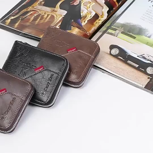 Mens Business Zipper Short Wallet Youth Fashion Stitching Multifunctional Wallet Coin Pocket Coin Purse Boys Gifts