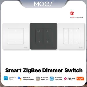 MOES ZigBee Smart Dimmer Switch Star Ring Series for Light Dimming Smart Life APP Work with Alexa Google Home Dimmable 1-3Gang