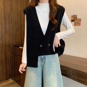 Fashionable Knitted Vest Womens Spring Clothing plus Size Micro Plump Sister Stylish Personality All-Match Slimming Top