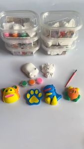 Bộ 2 Tượng thạch cao TẶNG KÈM 2 hộp MÀU và CỌ set tô tượng Mini sáng tạo cho bé - giao ngẫu nhiên