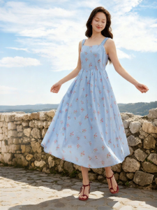 INMAN | French Floral Print Halter Beach Dress