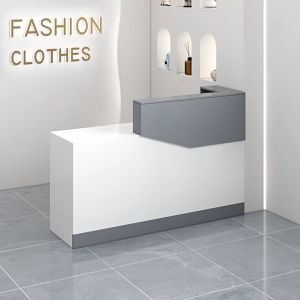 เคาเตอร์ โต๊ะคิดเงิน 120/140cm มีตู้เก็บ ถาดรองคีย์บอร์ด พร้อมส่งในไทย