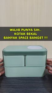 LD-C779 Kotak Makan 2 Tingkat Portable 1050ML / Lunch Box 2 Layer / Rantang Makanan Set Anti Tumpah
