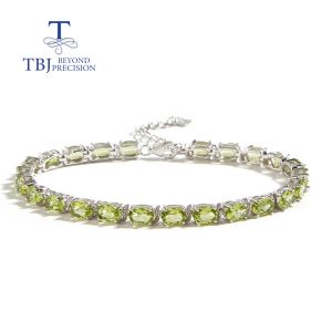 TBJSimple and classic bracelet with 100% natural 12ct peridot gemstone fine jewelry in 925 silver for women daily wear gift
