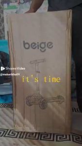 BEIGE Sepeda Balance Skuter Anak 3 Roda Multifungsi SNI - dg Musik Lampu Kursi & Footstep Hadiah