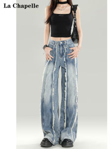 Quần Jeans Ống Rộng Cạp Cao La Chapelle Phong Cách Đường Phố Mỹ Quần Jeans Nữ Mùa Xuân Thu Thiết Kế Mới Quần Ống Rộng