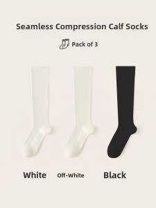 JINGCHI | Womens Long Tube Socks Cotton Pure Anti-Slip Over-Knee Autumn Winter Slimming Pressure Leg Shaping Black Japanese Style