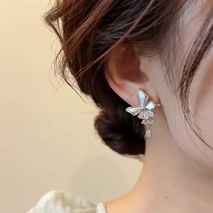 WENXI | Bông Tai Bướm Tassel Phủ Men Tím