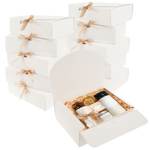 10 Pcs Gift Boxes with Lids and Ribbon Paper Present Box Large Capacity Decorative Party Weddings Birthday Holiday Candy Storage
