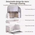 MarCur Home Giá đỡ bát đĩa 2 lớp có nắp đậy hộp lưu trữ nhà bếp kín chống bụi và chống côn trùng Khay phơi đĩa cong có nắp. 