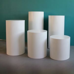White Baked Paint Column Display Stand round Base Ornamental Table Window Mannequin Platform Island Counter Density Board Material