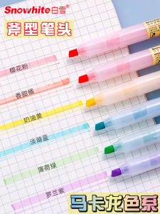 Macaron Colored Fluorescent Pen Oblique Head Axe Shaped Marking Highlighter Pen for Middle School Students Colorful Drawing Scrapbooking Pen