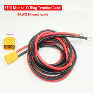 1pc XT90 Connector to O-ring Terminal Cable XT90 Male/Female to O-ring Connection Cable (with 10 AWG Silicone Wire) 1m~10m