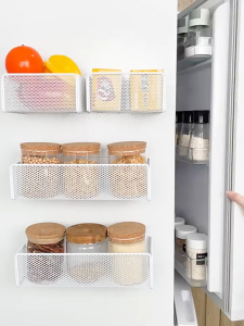 Magnetic Vertical Storage Rack – Heavy-Duty Carbon Steel – Wall-Mounted No-Drill Basket / Hook Bar / Tissue Holder