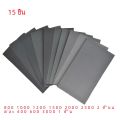 15pcs กระดาษทราย 400 600 3000 800 1000 1200 1500 200 0 2500 กระดาษทรายกรวดสําหรับโลหะเปียกและแห้ง Dual ใช้เครื่องมือขัด. 