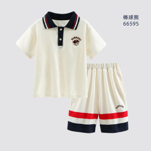 Ice Silk Thin Summer Sportswear Childrens Polo Short Sleeve T-Shirt Set Two Pieces Casual Leisure Outfit for Boys Cotton Lycra
