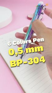 TRG Korean Design 6 Colors Pen BP-304 0.5mm - Pulpen Bolpen Pena 6 Warna 05 mm TRG