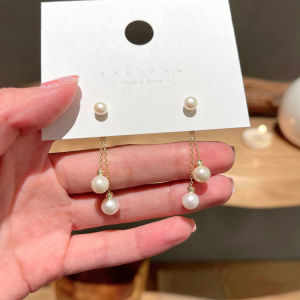 Fashion Korean Pearl Earrings for Women Pearl Tassel Drop Earrings Temperament Long Earrings Wedding Party Jewelry