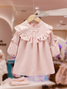 Princess Style Spring Autumn Childrens Dress Baby Hanfu National Style Long Sleeve Cotton A-Line Skirt for Girls