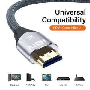 8K HDMI Cable 48Gbps High Speed HDMI 2.1 Braided Cord 4K 120Hz 8K 60Hz HDR 10 HDCP for PS5 HDTV PC Xbox Laptop 1m 1.5m 2m 3m 5m