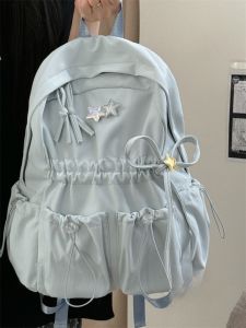 Retro Campus Solid Color Versatile Backpack for High School Girls Class Bag  Style Nylon Material Waterproof