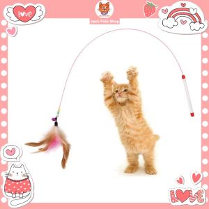 Cat Teaser Pet Cat Toys Funny Cat Stick Bell Feather Retractable Stick Funny Interactive Toy