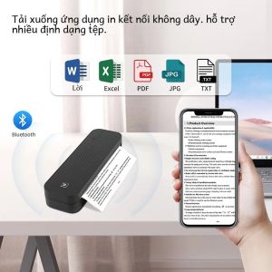 Máy In Nhiệt Không Mực A4 Di Động Máy In Tài Liệu Cuộn Giấy Bluetooth Cho Văn Phòng Tại Nhà - Hỗ Trợ PDF Excel Word