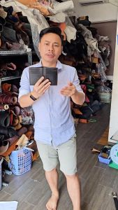 Bóp ví nam handmade da bò thật màu nâu chocolate - Cam kết bảo hành 5 năm - Thương hiệu uy tín Longdo Leather - BD01