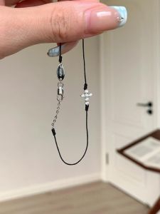 Delicate Cross Design Bracelet for Women Premium Sensation Minimalist Black Woven Thread Full of Diamonds Elegant Fashion Jewelry