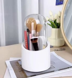 Makeup Brush Lipstick Storage Bucket Rotatable With Lid Cosmetic Storage Organizer Pen Holder