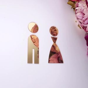 3D Acrylic Mirror Toilet Door Sign – Men & Women Bathroom WC Sticker Reflective Wall Decal for Home/Office Decor (Set of 2)