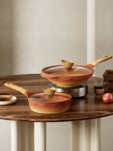 AMERCOOK | Retro Clay Non-stick Frying Pan Set