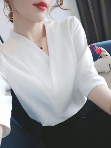 Áo Sơ Mi Chiffon Cổ Chữ V Tay Giữa Dáng Rộng Thời Trang Mùa Hè Mới Cho Nữ Áo Lót Thời Trang Áo Lót Dáng Ôm Áo Lót Tay Ngắn