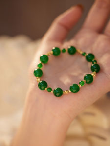 Elegant Simple New Chinese Style Green Agate Bracelet High End Feeling Small Audience Jade Bracelet Women Cécelian Design