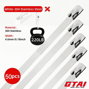 50pcs metal zip ties 304 stainless steel heavy duty self-locking cable ties for exhaust wrap wire fence rolls farms pipes