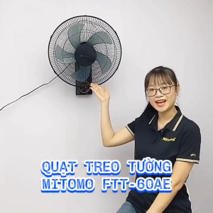 Quạt treo tường điện tử Mitomo FTT-60AEN NEW 2024 có điều khiễn từ xa hẹn giờ - Bảo hành 2 năm
