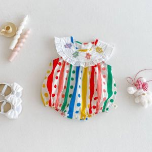 Váy Ngắn Sọc Cạp Cao Cho Bé Gái Mùa Hè Bằng Cotton Nguyên Chất Họa Tiết Gấu Váy Trẻ Em Trang Phục Mùa Hè Cho Bé Gái