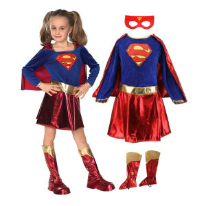 Kids Child Girls Costume Fancy Dress Superhero Supergirl Comic Book Party Outfit