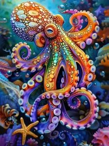 Kayou | DIY Paint By Numbers Colorful Octopus Handpainted Painting Art Picture Artcraft on Canvas Unique Home Decor Gift Frameless