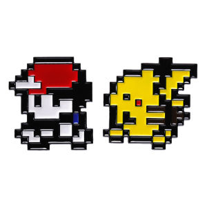 Pok é Mon Brooch Pocket Monster Pixel Pikachu Little Wisdom Couple Metal Badge Book Bag Decoration