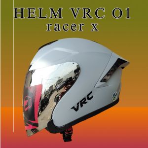 helm vrc half face 01 racer X visor sudah iridium silver spoiler 3d premium helmet pria wanita dewasa helmet