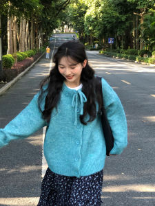 Ocean Blue Knitted Sleeveless Cardigan Womens Lazy Style LooseFit Sweater Belted Spring Autumn New Knitwear Outerwear Garment