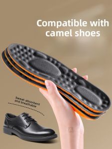 LINGMIAO | Mens Leather Insoles Absorbent Anti-Odor Breathable Thick Soft Anti-Pain Long-Time Standing