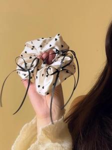 Ballet Style Polka Dot Satin Hair Ties Butterfly Knot Elastics Super Fairy Tale Hair Bands Hair Accessories for Women Girls