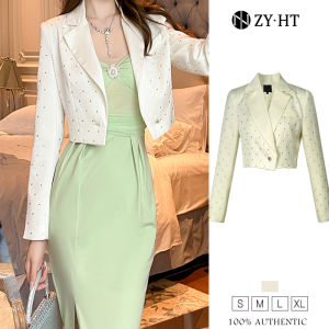 HT EraVogue เสื้อคลุมสูท สูทผู้หญิง สูทสั้น สูทสั้น สูทแฟชั่น ซาติน แขนยาว สูททำงาน ไฮโซ 50033
