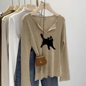 Stylish Long Sleeve Knitted Sweater Womens Autumn Winter New Slim Fit Inner Wear Base Shirt Design Sensation Niche Top