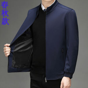 Classy Trendy New Arrival Middle-Aged and Elderly Spring & Fall Winter Men Jacket Outwear Men Stand Collar Red Fleece-lined Dad Casual Wear